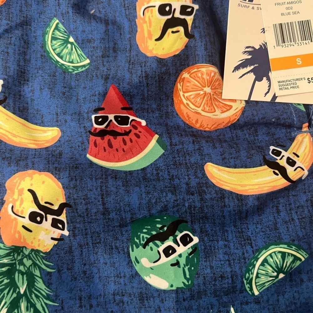 Playful Blue Swim Trunks with Citrus Fruit Design - Picture 3 of 5